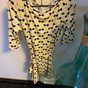 Leota spring/ summer dress with bow print- summery yellow